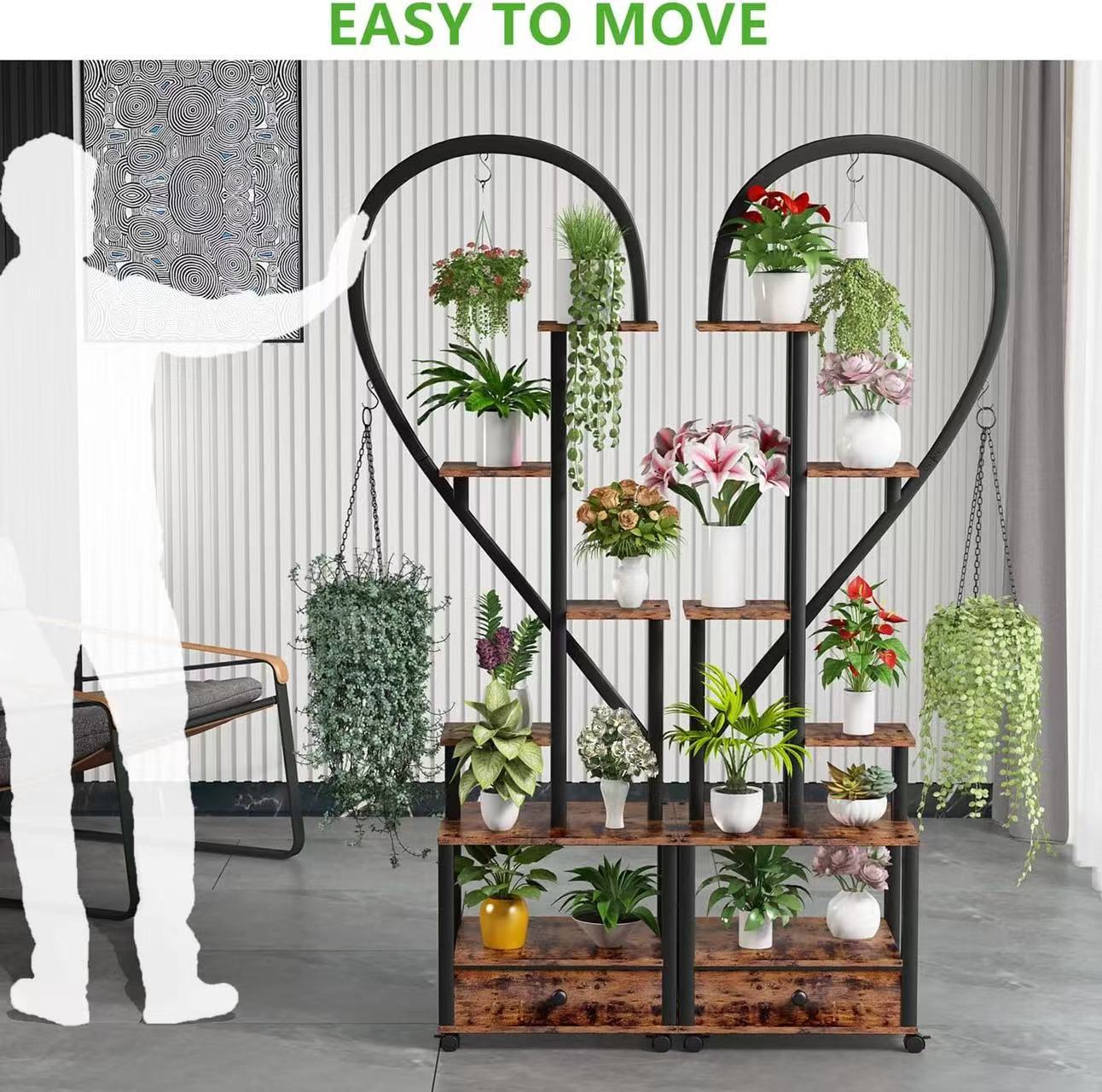 客厅家用花架多层室内阳台铁艺置物架客厅落地月牙形落地式置物架