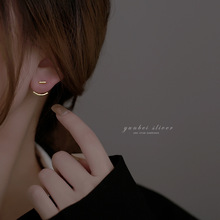 韩版S925银针气质简约一字耳钉女复古时尚两戴式耳环气质简约耳饰