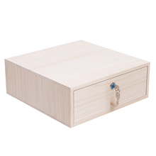 批发带锁收纳盒抽屉式实木家用桌面大容量正方形单层钱箱盒柜子储