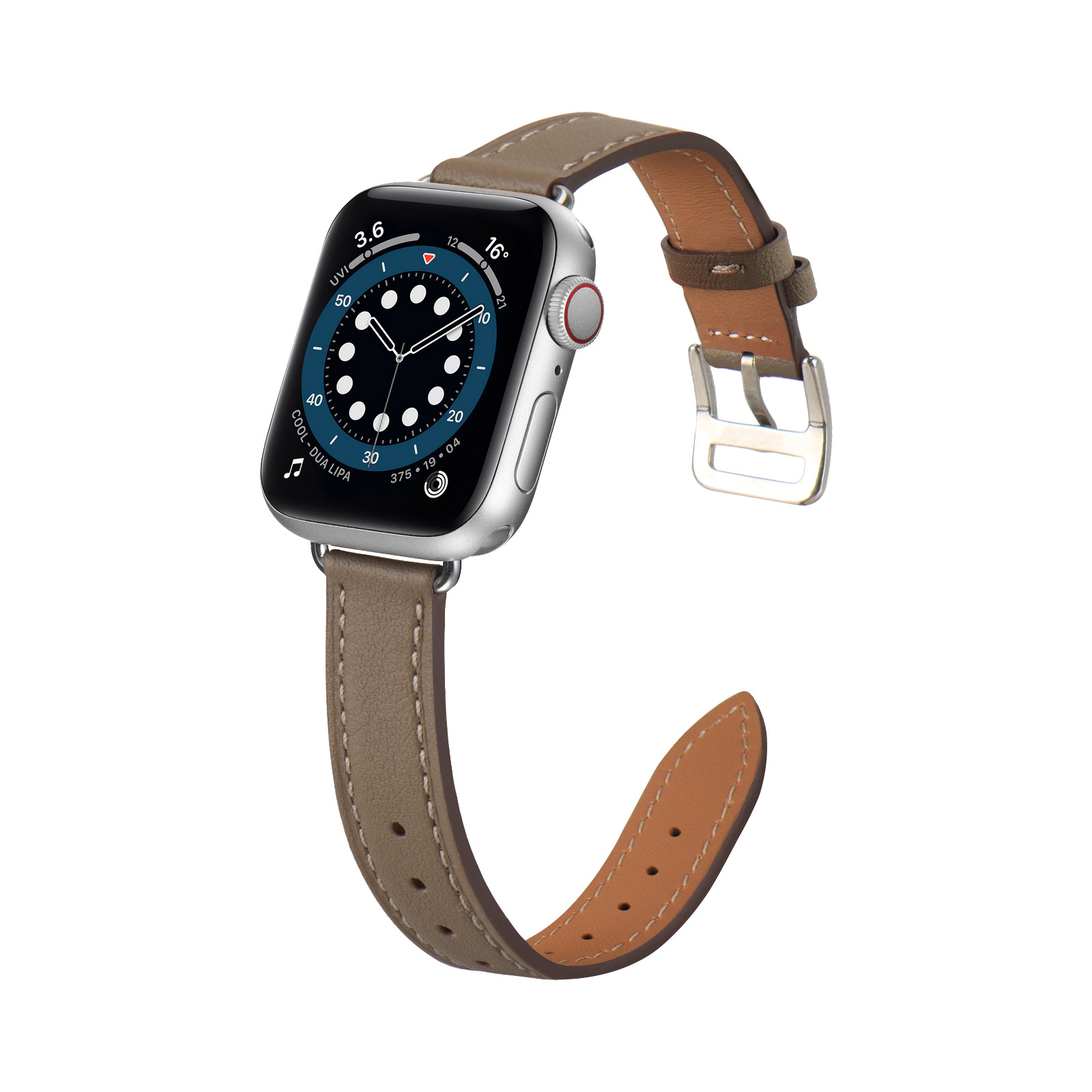 适用于apple watch7/6/5/4/3/2/1代se细款直身腰苹果爱马士皮表带