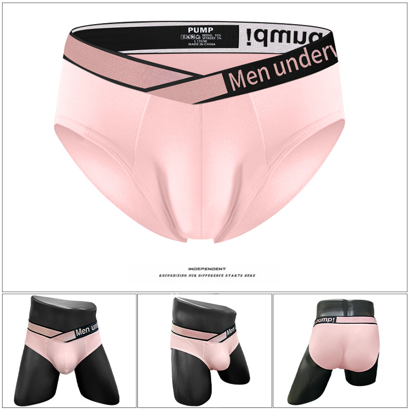 Pump New Men's Underwear Large V Belt Sexy Briefs Laser Gradient Youth Comfortable U Convex Low Waist Panties