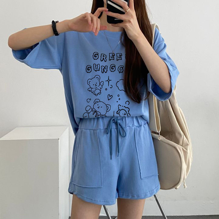 厂家潮牌韩外单运动服套装女夏季2024新款爆款休闲跑步夏装搭配一