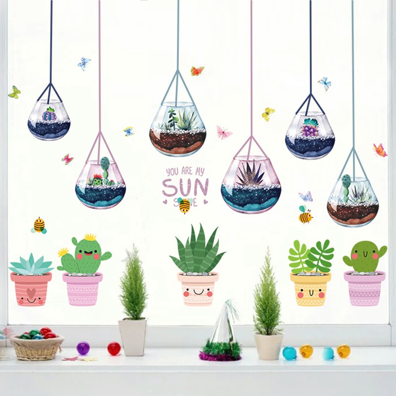 小学教室班级文化布置玻璃贴纸窗贴窗花植物角装饰幼儿园春天墙贴