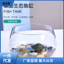 水族用品批发鱼缸玻璃圆形办公桌客厅造景小型迷你桌面乌龟缸专用