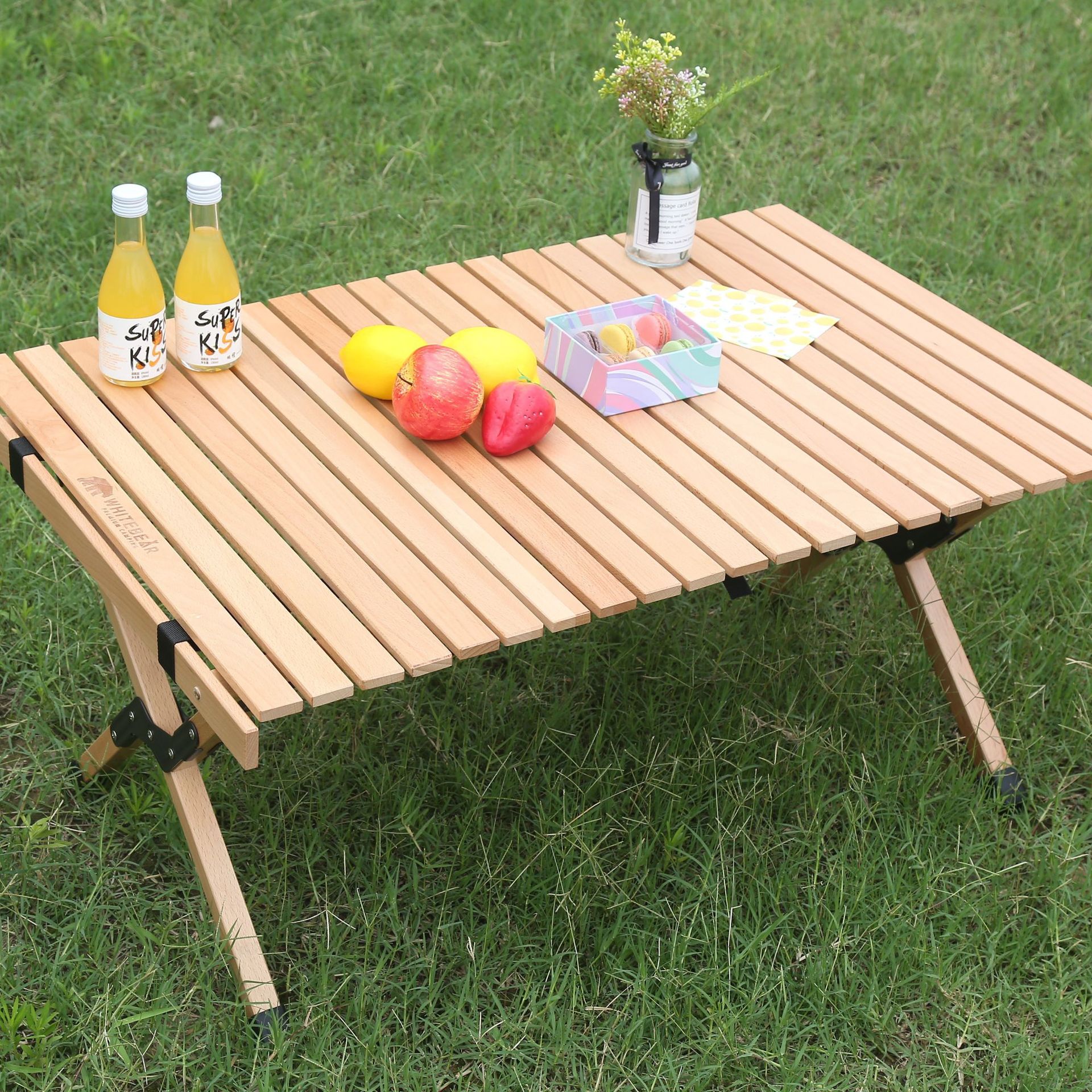 木质蛋卷桌 户外野营旅游便携带折叠桌 野餐烧烤摆式易收纳餐桌