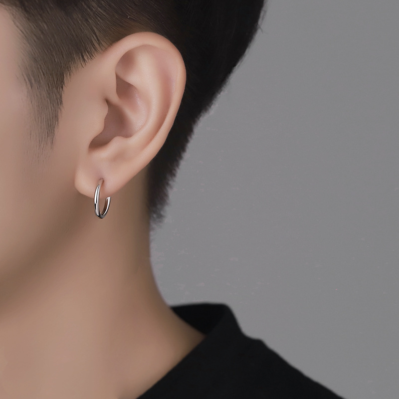 0成交48对养耳洞耳钉男ins潮小众简约单只男士耳环迷你小耳棒耳饰黑色