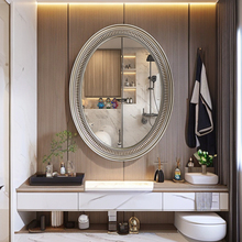 3Y简欧浴室镜椭圆壁挂卫浴镜卫生间镜子欧式镜框理发店美容院装饰