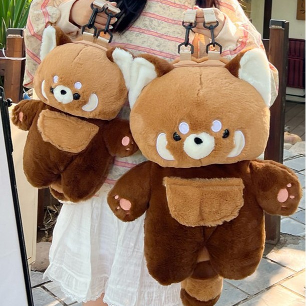 小熊猫双肩包玩偶公仔包卡通可爱浣熊毛绒绒书包女lolita背包礼物