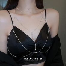 时尚镶钻圆珠链条项链欧美夸张大气身体链个性设计创意风胸链批发