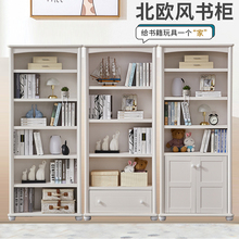 6R韩式田园白色实木书柜简约现代带门儿童书架置物架书橱简易储物