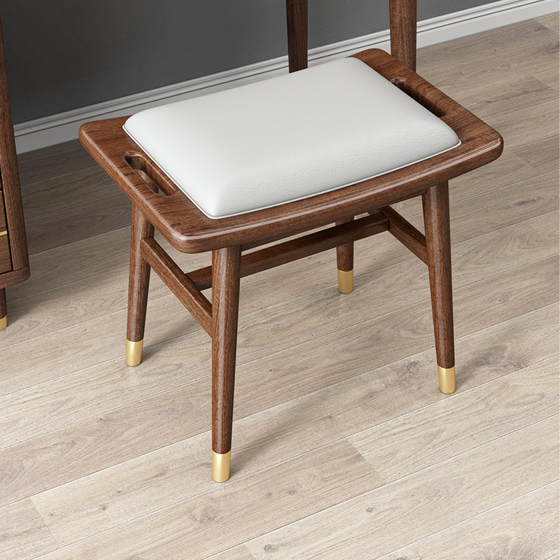 新中式实木梳妆凳胡桃木卧室梳妆台椅子化妆台凳子化妆椅子换鞋凳