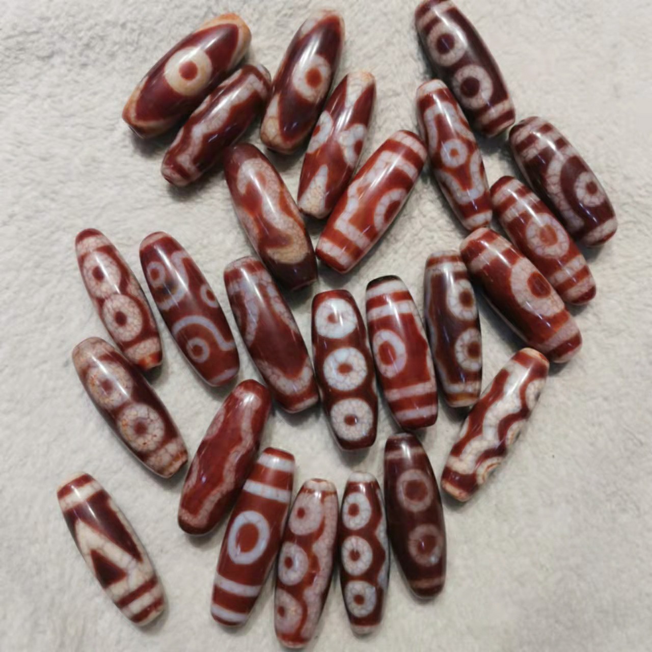 40mm精选色匀清晰无水线直播热龙鳞凤血红肉血丝纹一三五六眼天珠