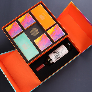 创意双层礼盒定制个性撞色甜点盒茶叶红酒月饼拼装节日赠礼大礼盒