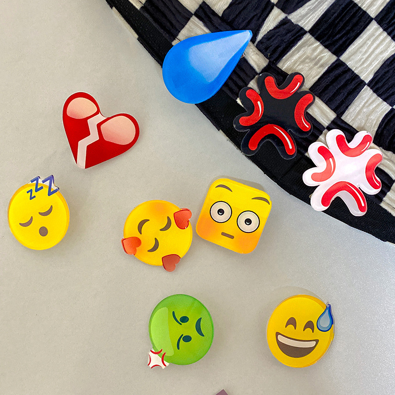 大无语发卡流汗夹子女头饰流汗emoji发夹女侧边刘海夹子搞怪发饰