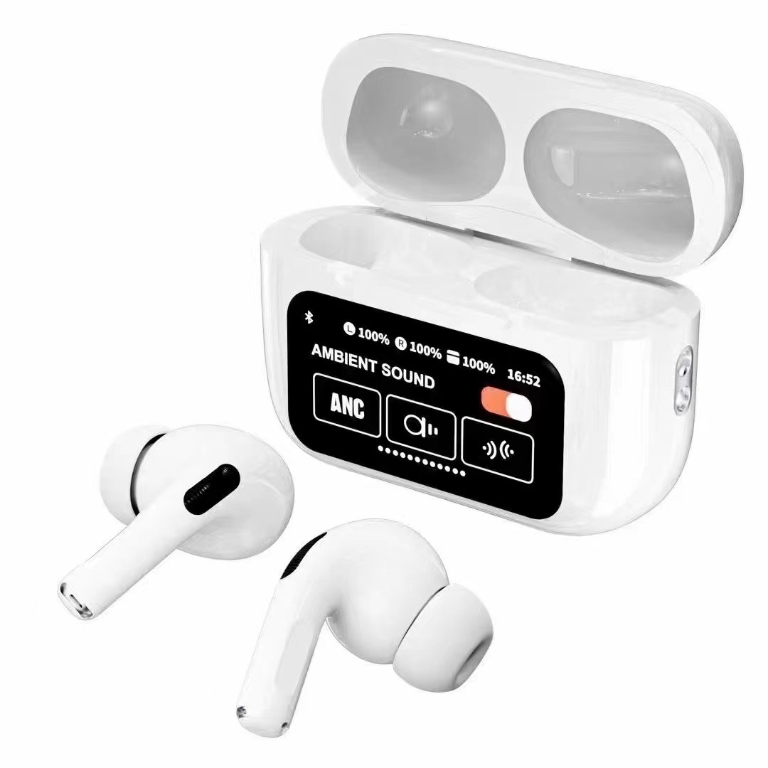 A9 Pro Tws Anc Noise Reduction Bluetooth Headset in-Ear New Touch Display Screen with Patent Source Factory