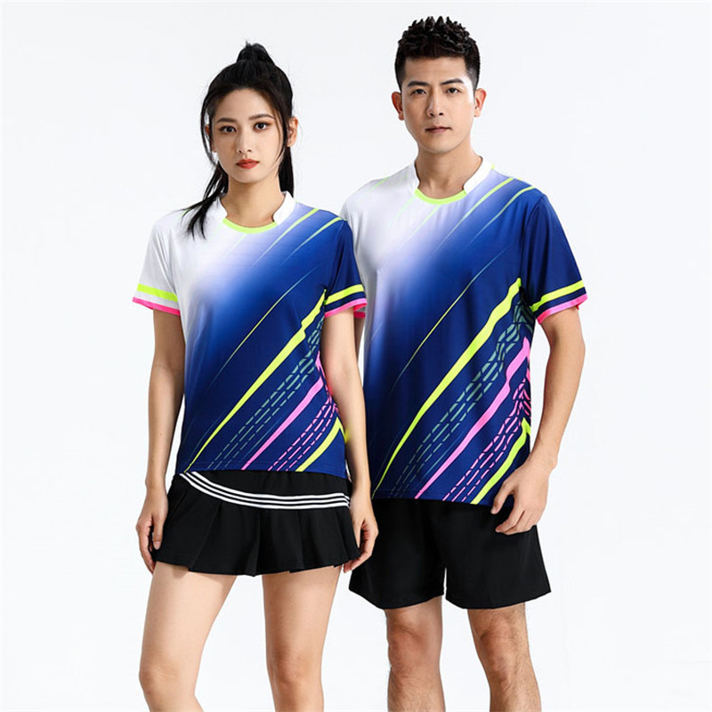 男女夏运动羽毛球服套装短袖t恤团队服装比赛乒乓球衣短裤裙广州