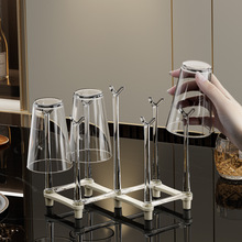 厨房伸缩可调节杯架倒挂沥水架家用创意玻璃杯收纳架挂水杯置物架