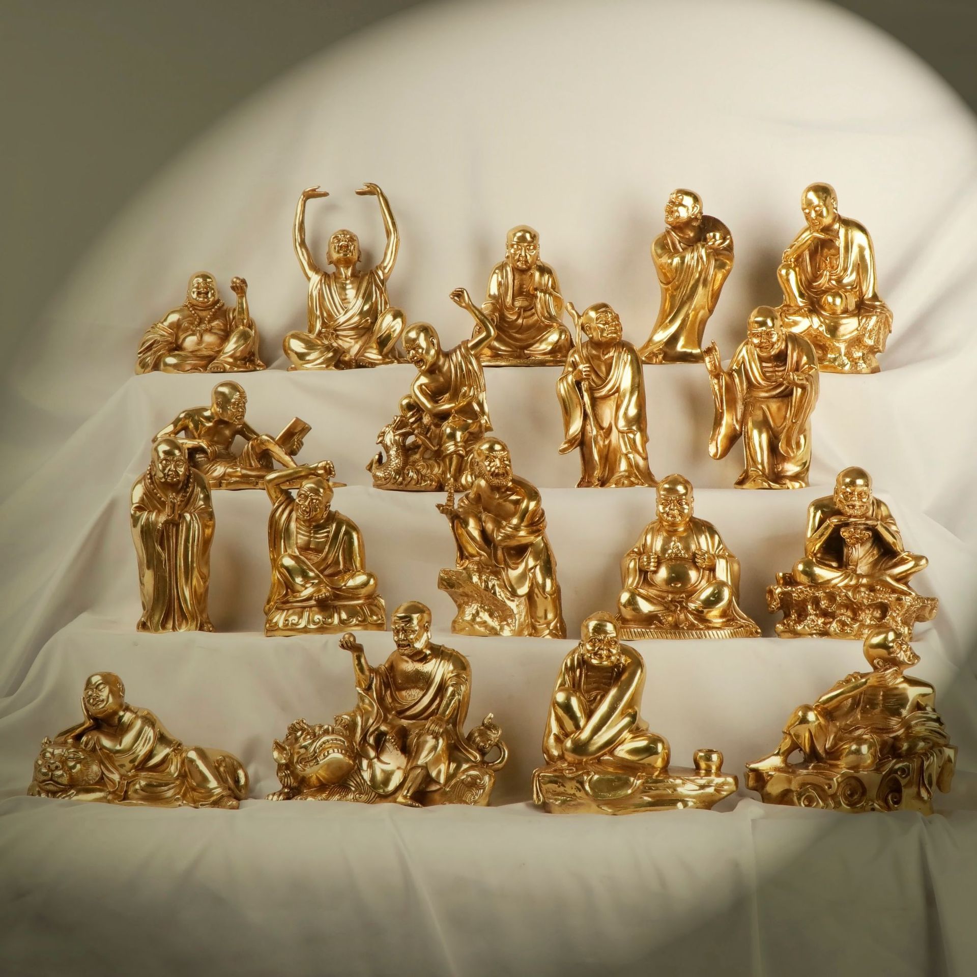 杨铜记纯铜十八罗汉 黄铜十八罗汉整套 十八铜人铜佛摆件厂家批发