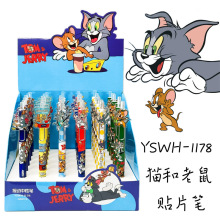 YSWH-1178新款猫和老鼠贴片中性笔高颜 值可爱书写顺滑按动水笔黑