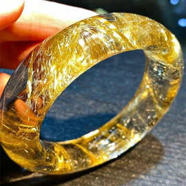 天然钛晶顺发发晶 钛晶板钛金发晶 金发手镯猫眼手链水晶原石手镯