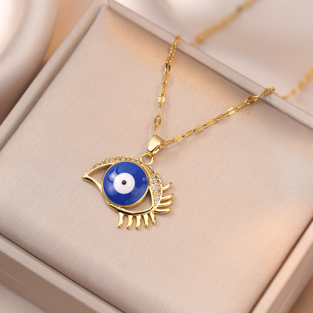 项链女 跨境天使之眼气质微镶钻项链风ins网红钛钢锁骨链配饰