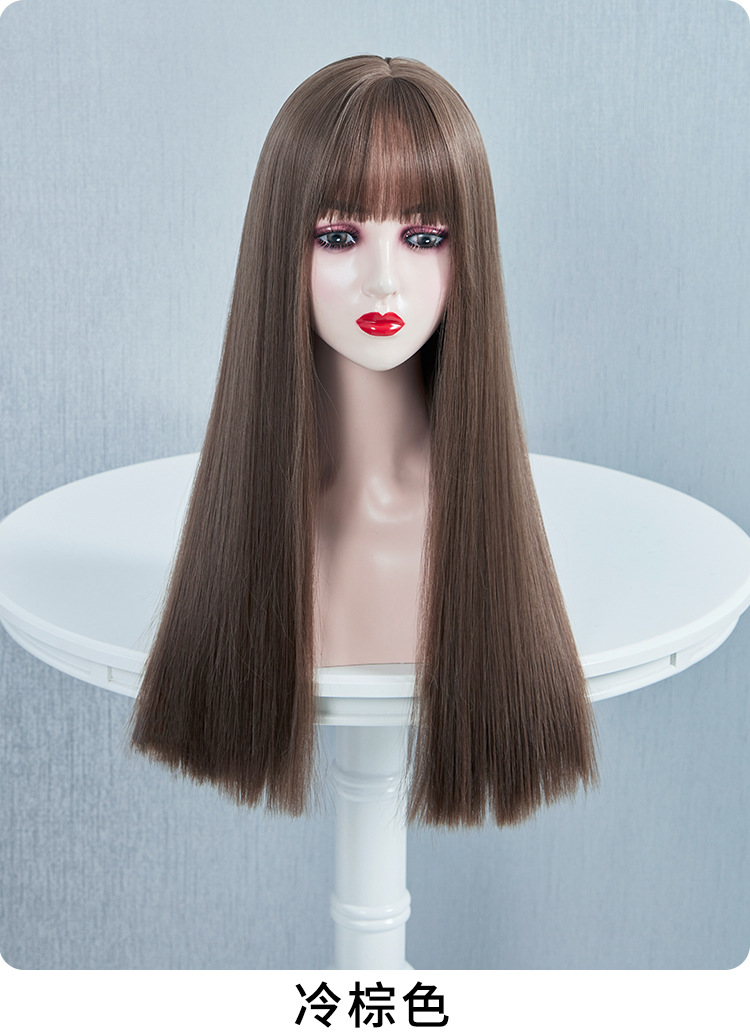 颜色黑茶色,冷棕色,巧克力色,蜜茶亚麻棕化妆品特性甜美可爱假发发型