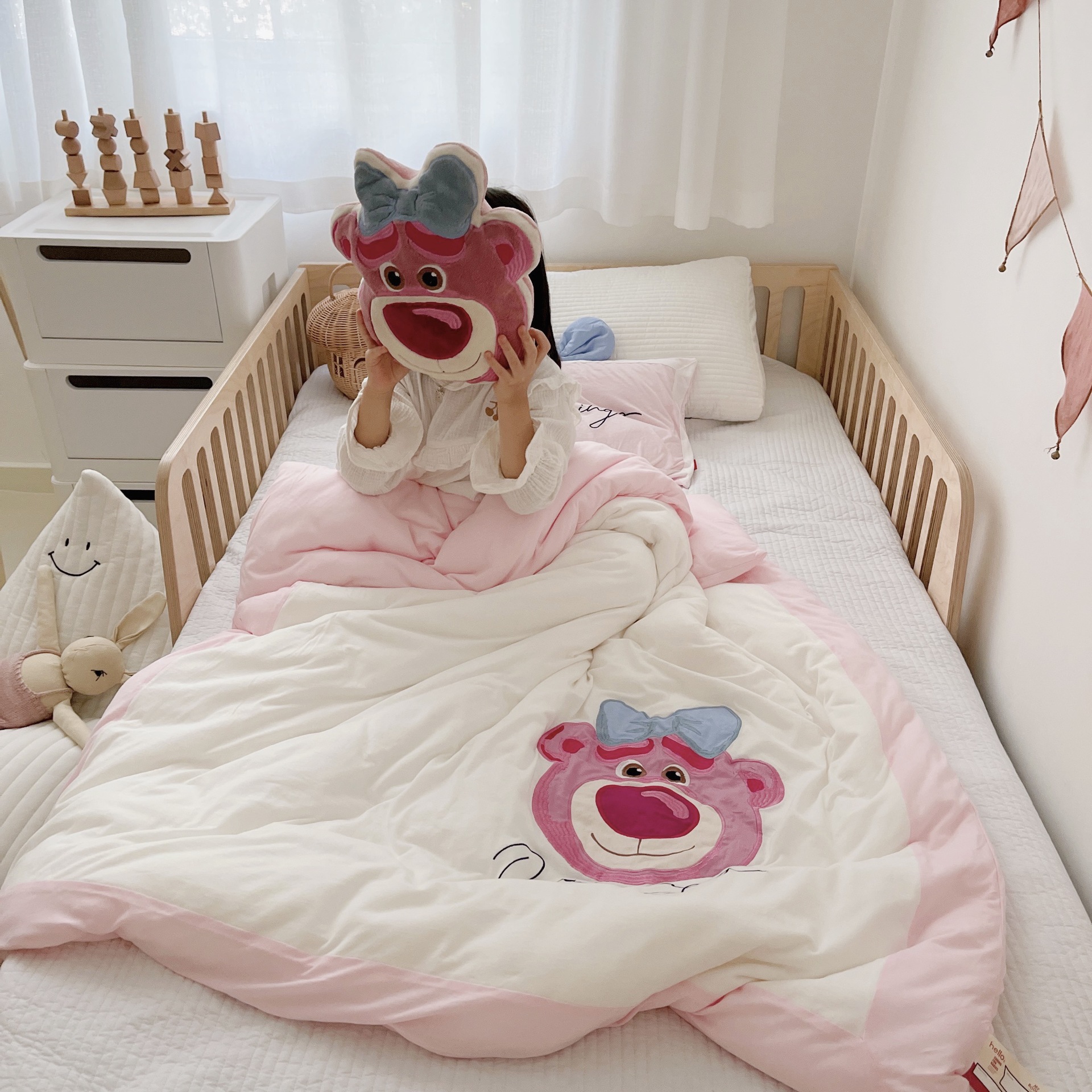 a类可拆洗卡通针织棉春秋被 可爱宝宝绣花冬被儿童幼儿园午睡被子