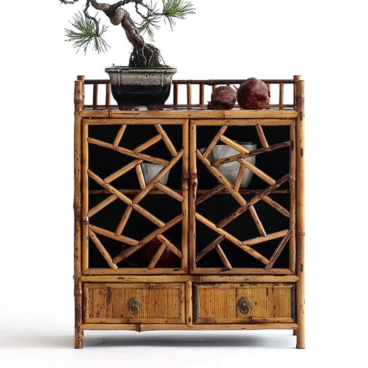 停云 新中式梅鹿竹茶棚 手工竹制茶道器具收纳柜子 茶室禅意家具