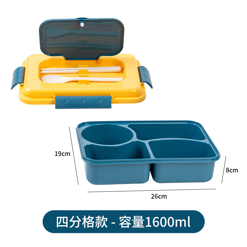 Korean Office Worker Plastic Lunch Box Microwaveable Heating Fast Food Box Insulation Compartment Student with Tableware Lunch Box