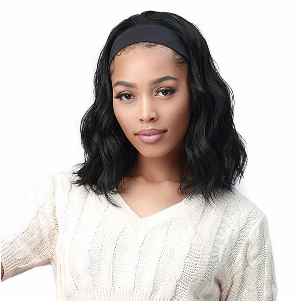 头巾假发 欧美女士冰丝发带短卷发 波浪卷化纤头套 headband wigs