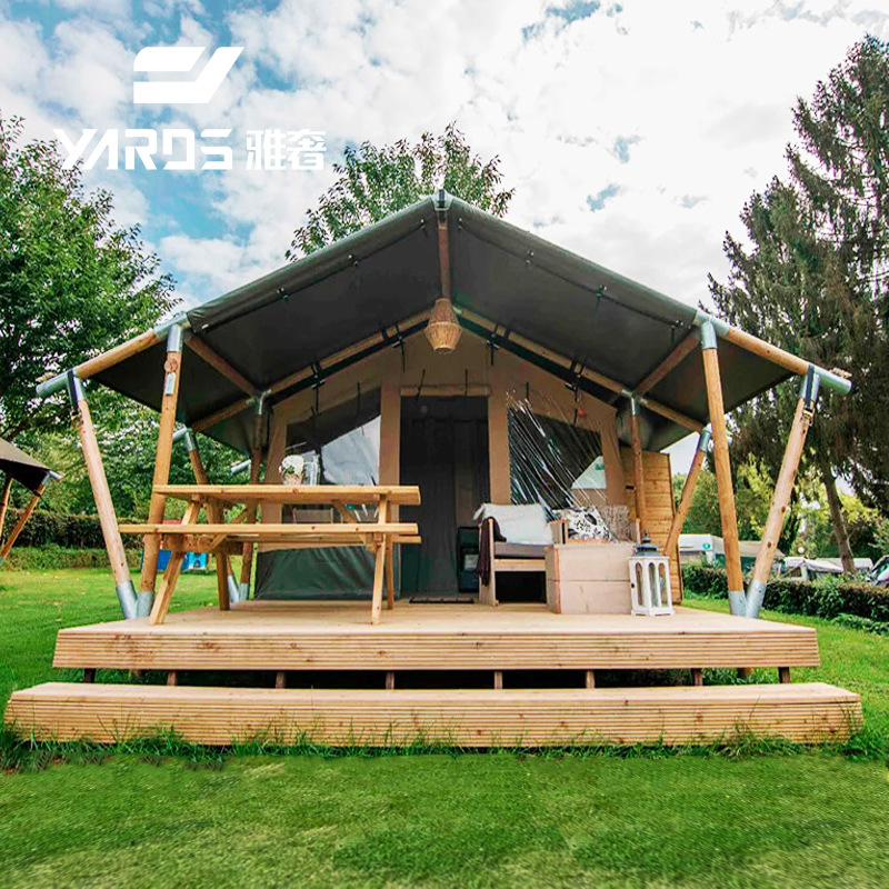 定制 原木撑杆民宿帐篷森林露营基地篷房木屋 度假村野奢酒店帐篷