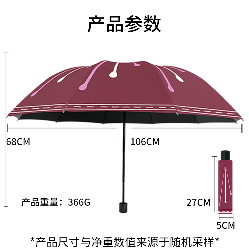 Tri-Fold Umbrella Large Large Sun Protection Outdoor Sunshade Cartoon Reverse Rain Dual-Use Double Sun Umbrella Wholesale
