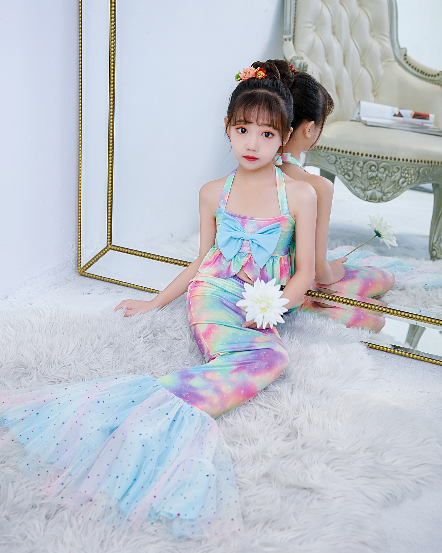 2021新款女童宝宝美人鱼公主尾巴连体泳衣cosplay儿童服装