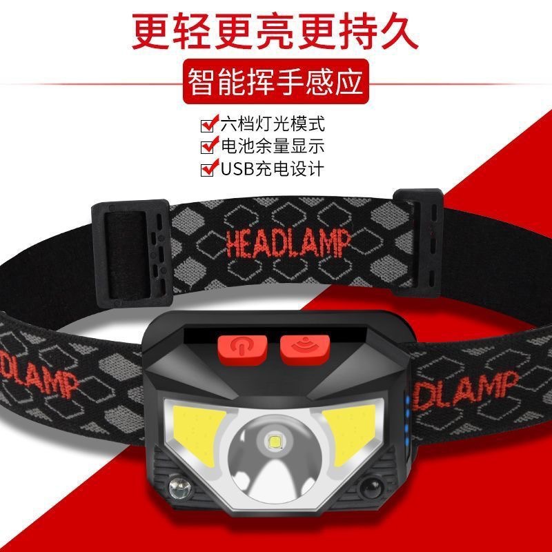 头灯强光可充电led感应工作矿灯头戴式超长待机超亮野外夜钓鱼灯