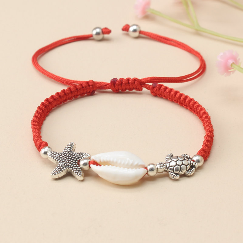 Amazon Hot-Selling Ornament Bohemian Hand-Woven Starfish Bracelet Small Turtle Shell Bracelet Cross-Border Supply