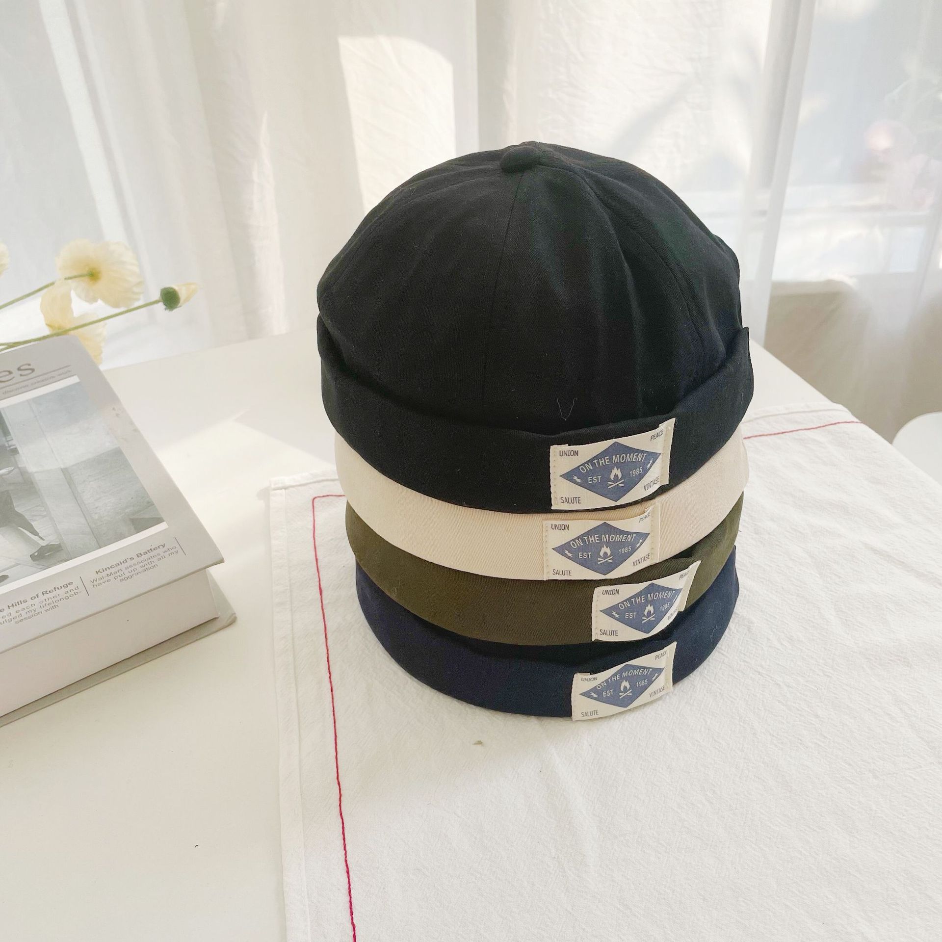 日系春夏新款水手帽复古英伦街头地主帽男休闲情侣学生瓜皮帽男潮