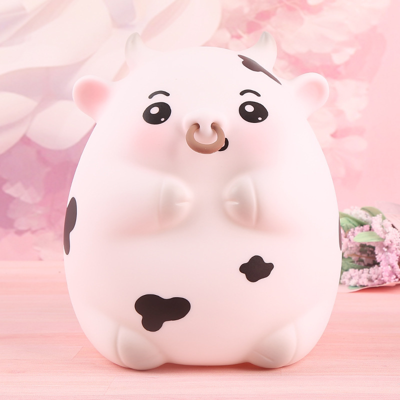 新款招财纳福牛牛搪胶钱罐学生存钱储蓄罐小朋友生日礼物大号存取