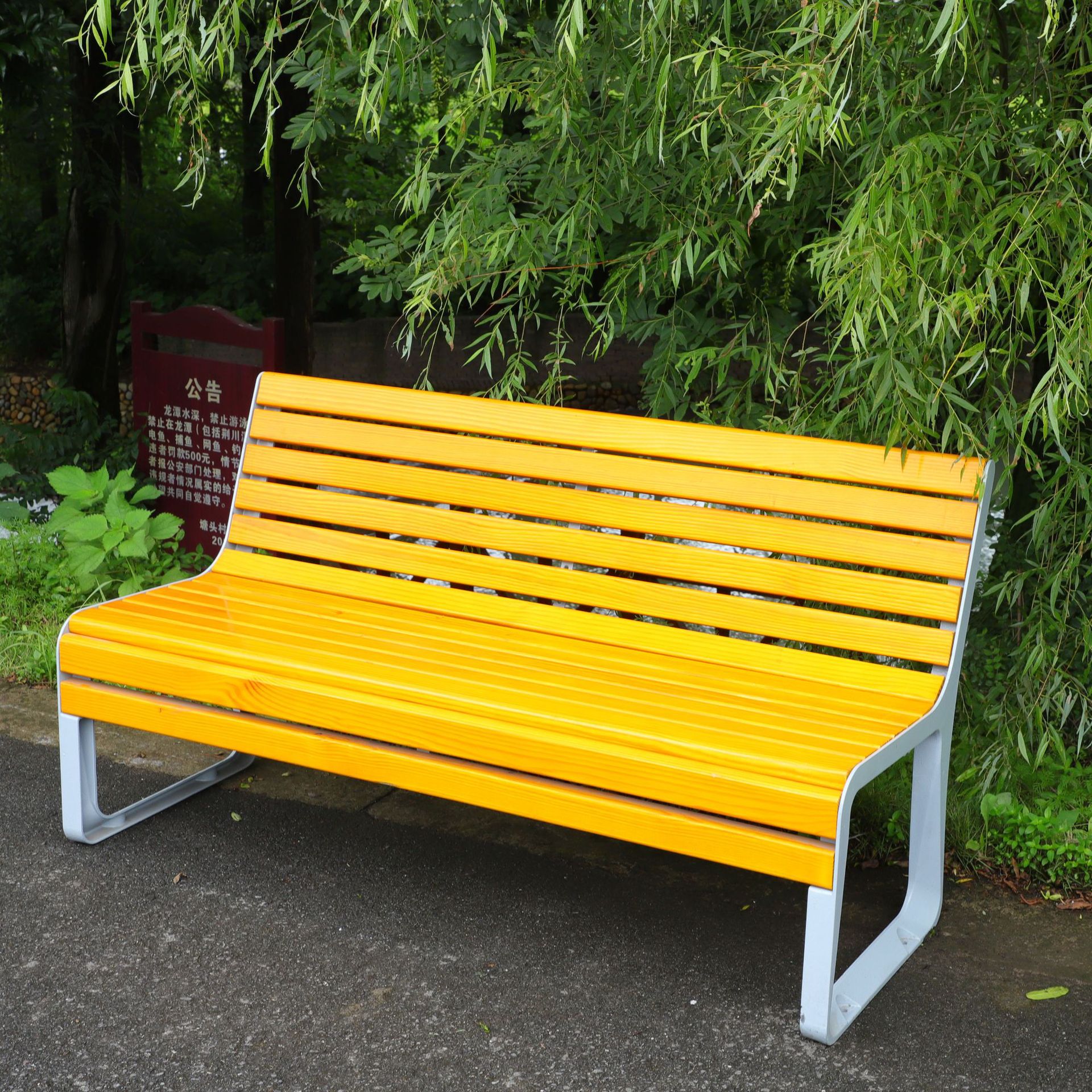 户外公园椅简约大气长条椅靠背休闲座椅观景椅室外双人椅