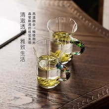 批发宫廷风珐琅彩耐热茶杯泡茶玻璃杯过滤茶水分离陶瓷内胆龙手把