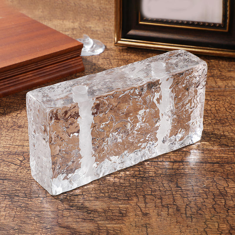 双面冰晶纹透明水晶砖方形实心隔音透明热熔玻璃砖隔断墙厂家直供