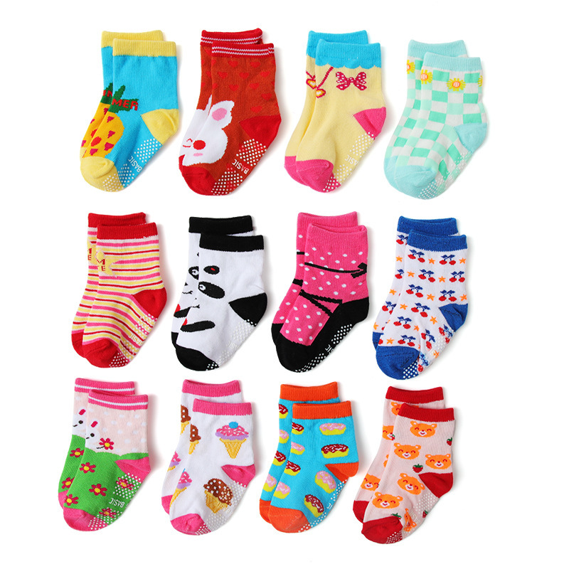 Kid's Basic Amazon Girls' Cartoon Cotton Socks Glue Dispensing Non-Slip Room Socks Children's Toddler Socks Wholesale