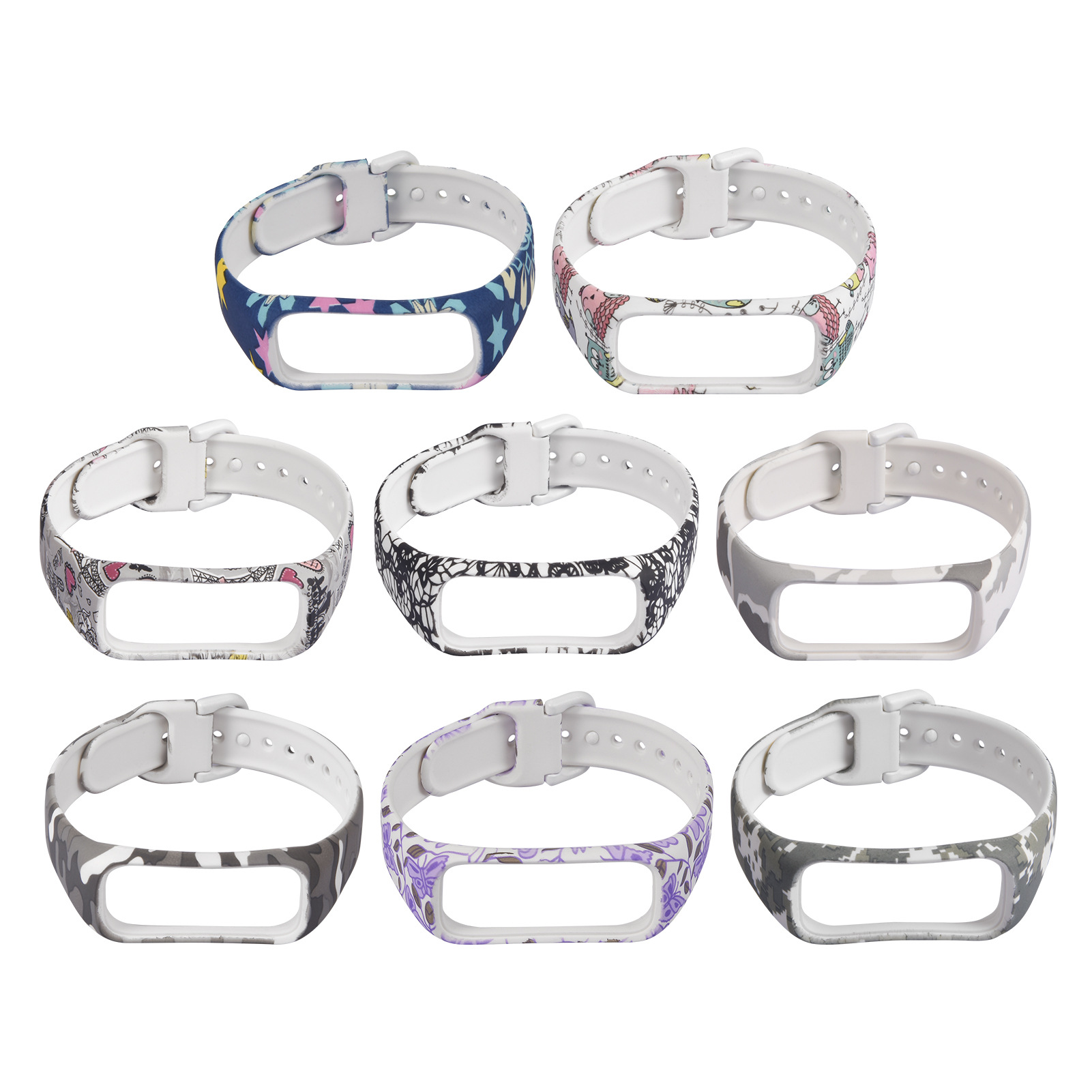 适用于三星samsung galaxy fite sm-r375手环表带印花迷彩tpu腕带