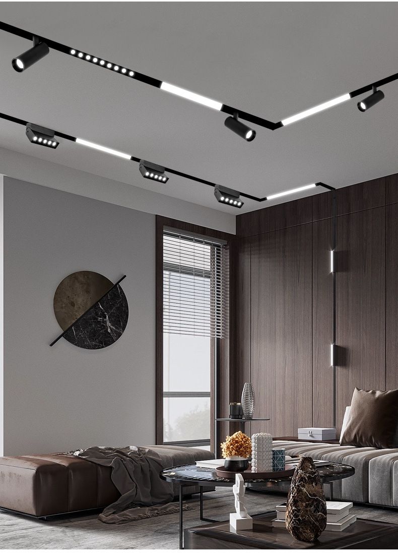 厂家直供led磁吸轨道灯客厅家用线条无主灯设计嵌入式智能射灯