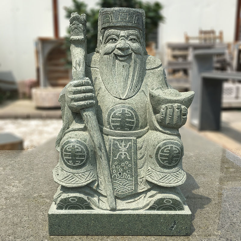 石雕青石土地公土地婆佛像摆件寺庙供奉家用户外神像福德正神镇宅