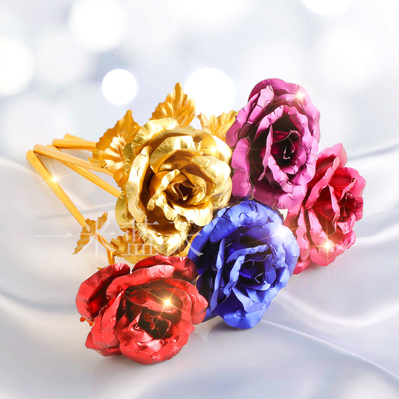 Factory 24K Gold-Foil Roses Gold Foil Flower Artificial Flower Christmas Valentine's Day Gift Creative Gift Activity Gift