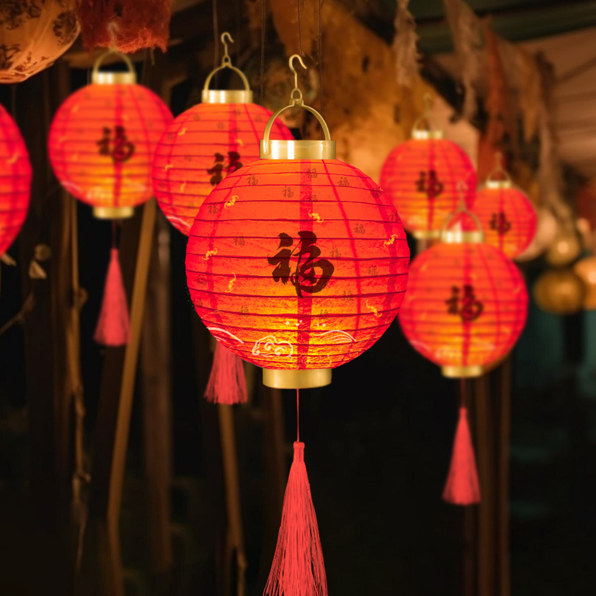 春节灯笼过年福字灯笼挂件新年装饰元宵儿童手提国潮风龙年纸灯笼