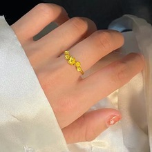 越南沙金甜美桃花戒指 可爱六瓣花戒指开口戒指婚花朵婚庆戒指环