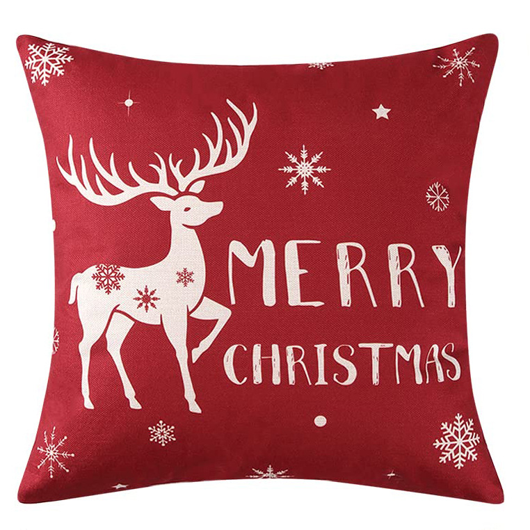 Cross-Border Red Christmas Pillow Printed Pillowcase Home Living Room Sofa Wholesale Pillow Bedroom Cushion Cover