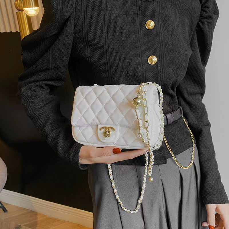 Foreign Trade New Chanel-Style Chain Bag High-Grade Rhombus Square Fat Man Golden Ball Messenger Bag All-Match Wholesale Delivery