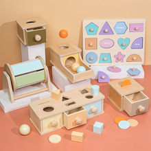 新款蒙台梭利早教玩具 男孩儿童益智玩具 木制永久目标盒投币组合